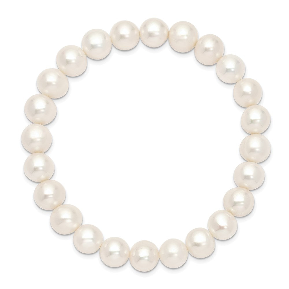 8- White Near-round Freshwater Cultured Pearl Stretch Bracelet