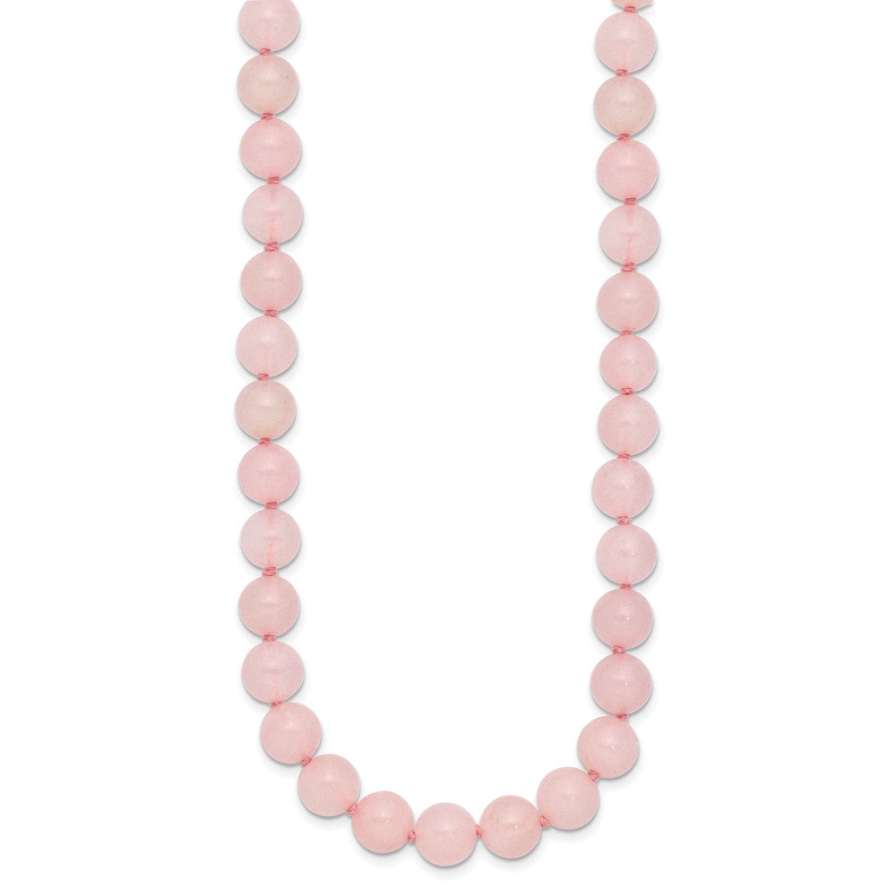 8- Smooth Beaded Rose Quartz Necklace w/Sterling S.RH Clasp