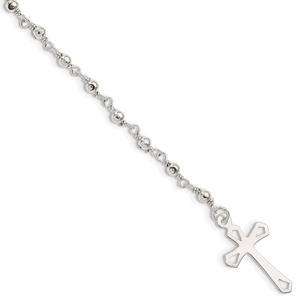 Sterling Silver Polished Bead Rosary Bracelet