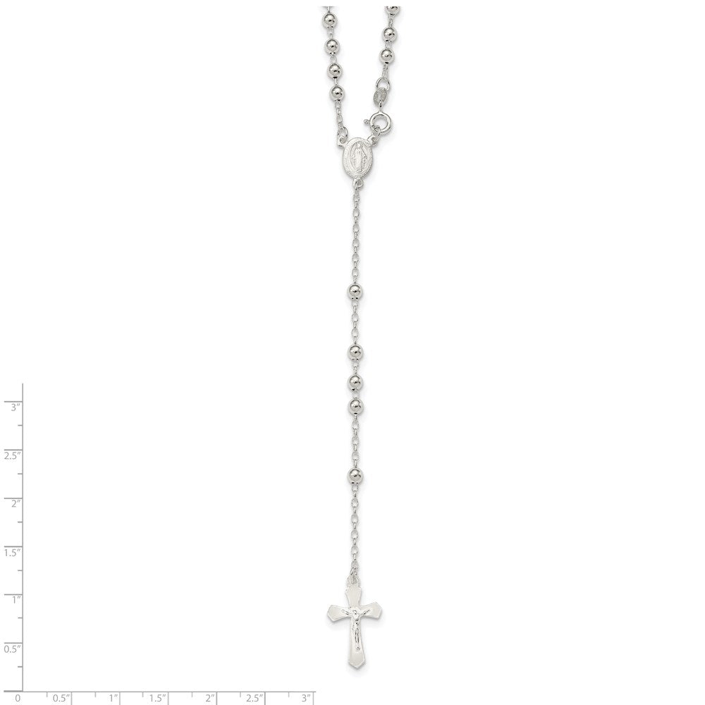 Sterling Silver Polished Bead Rosary Necklace