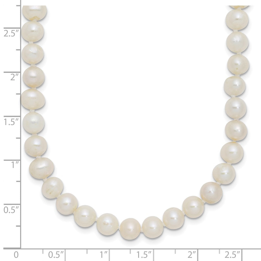 Sterling Silver Rhodium-plated 6- White Near-Round Freshwater Cultured Pearl Necklace