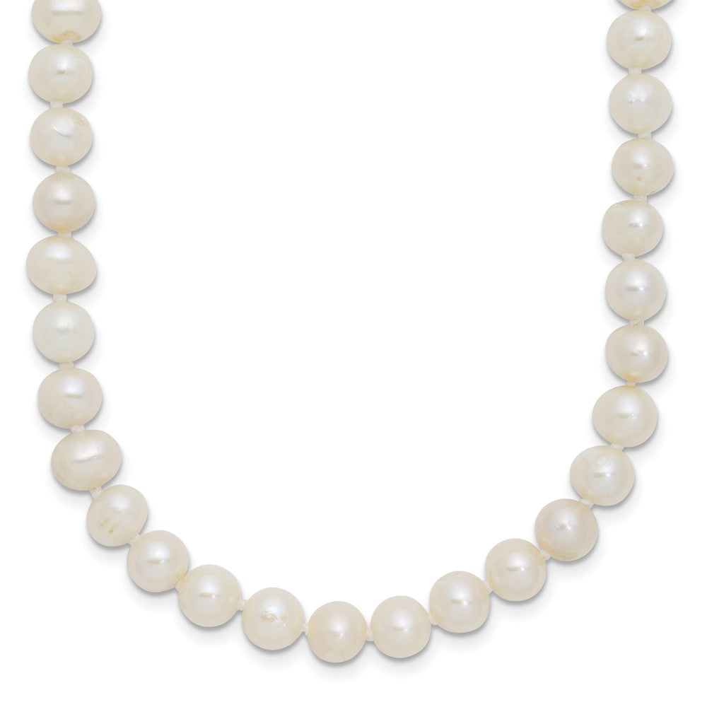 Sterling Silver Rhodium-plated 6- White Near-Round Freshwater Cultured Pearl Necklace