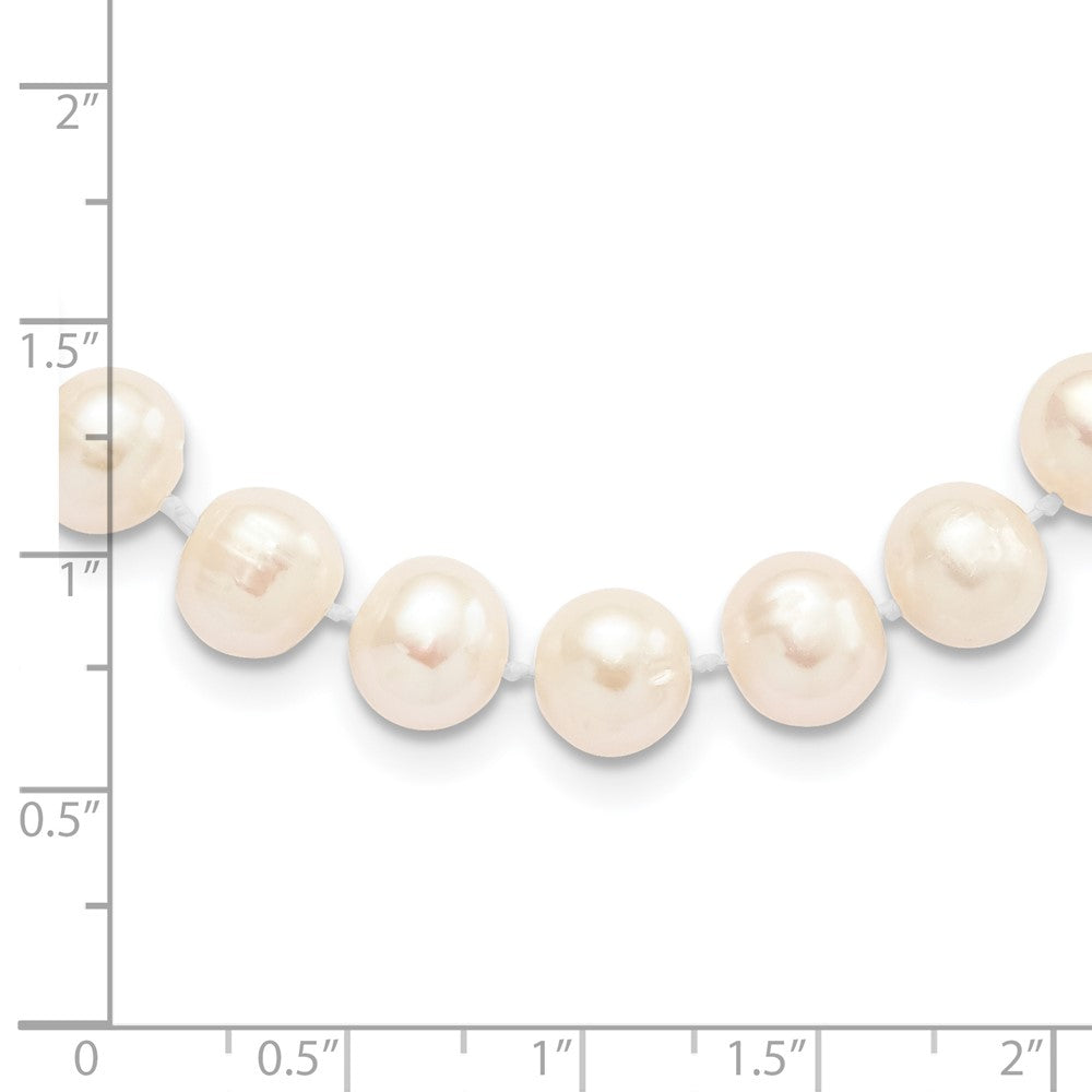 Sterling Silver Rhodium-plated 8- White Near-Round Freshwater Cultured Pearl Necklace