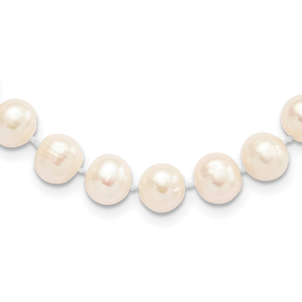 Sterling Silver Rhodium 8- White Freshwater Cultured Pearl Necklace