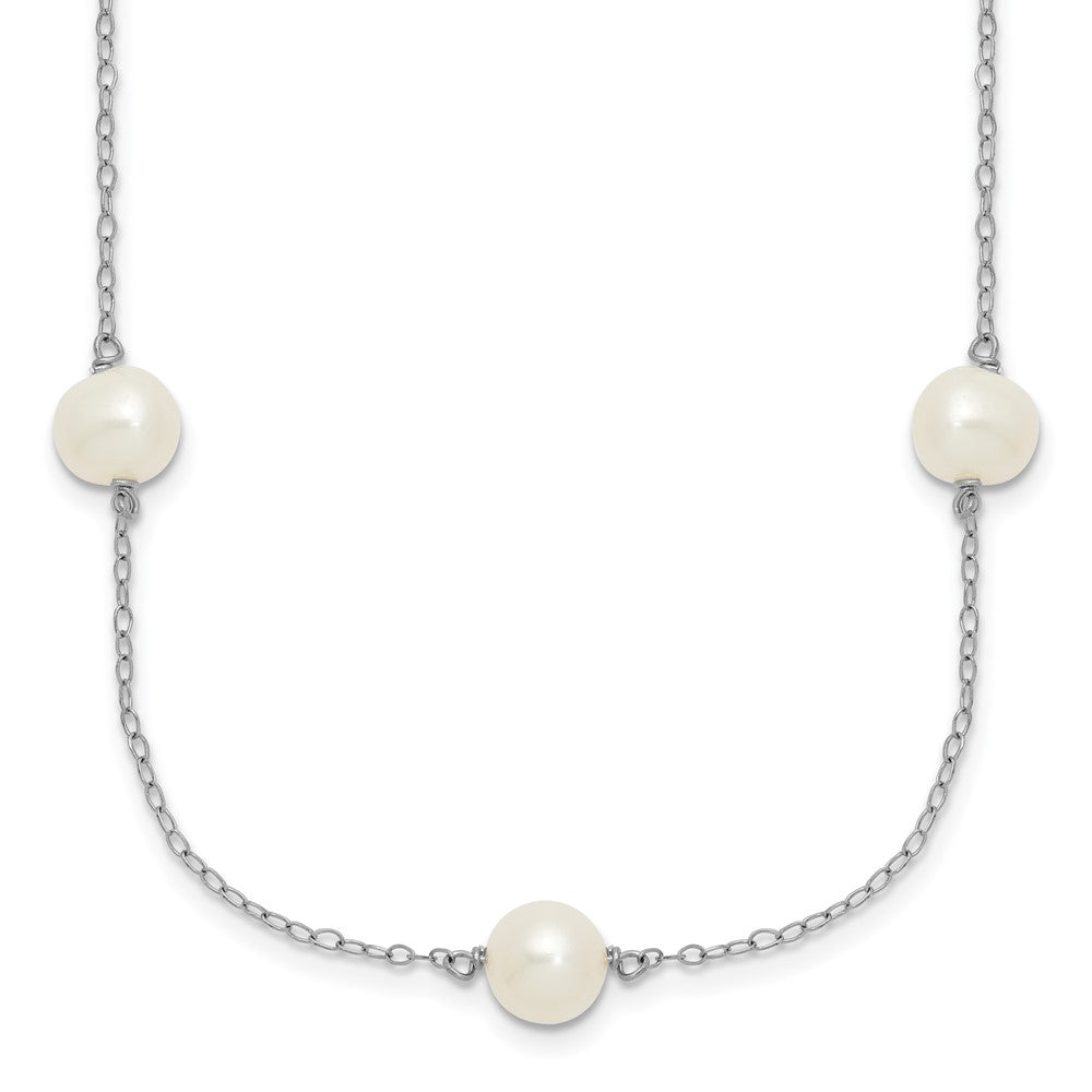 Sterling Silver Rhodium 7- White FWC Pearl w/ ext. Necklace