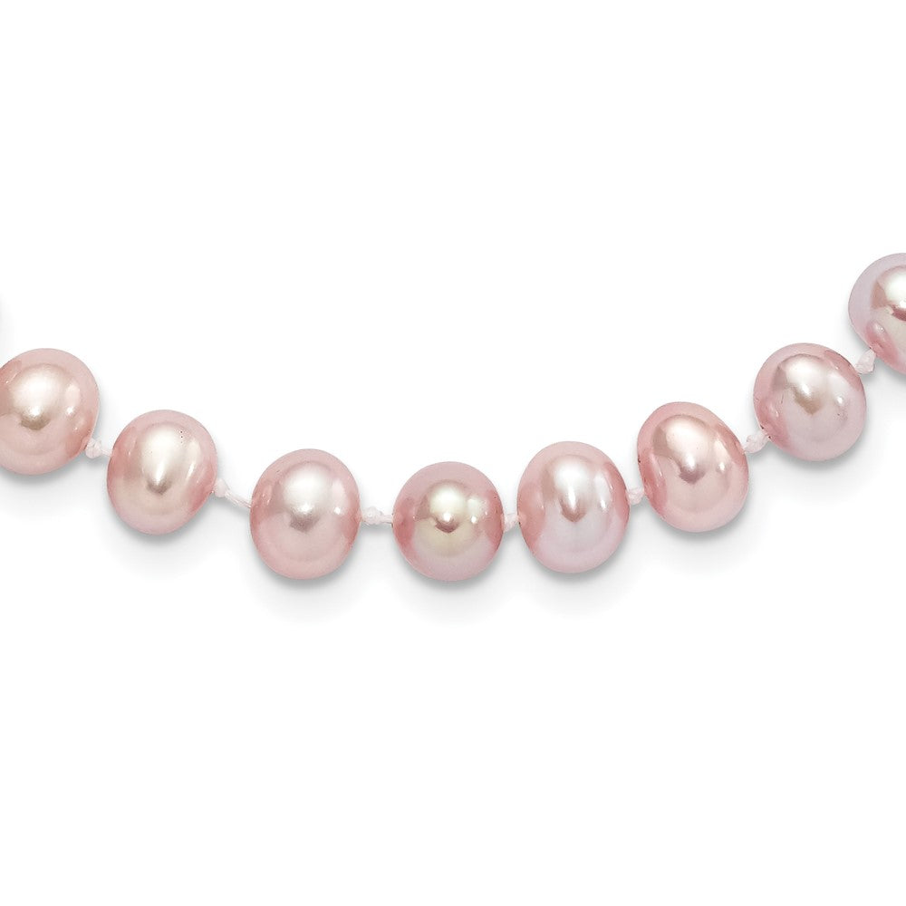 Sterling Silver Rhodium-plated 7- Purple Near-Round Freshwater Cultured Pearl Necklace