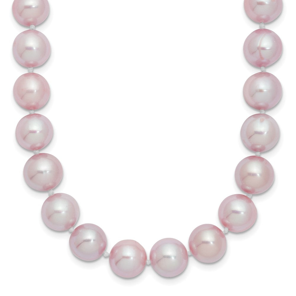 Sterling Silver Rhodium-plated 9- Purple Near-Round Freshwater Cultured Pearl Necklace