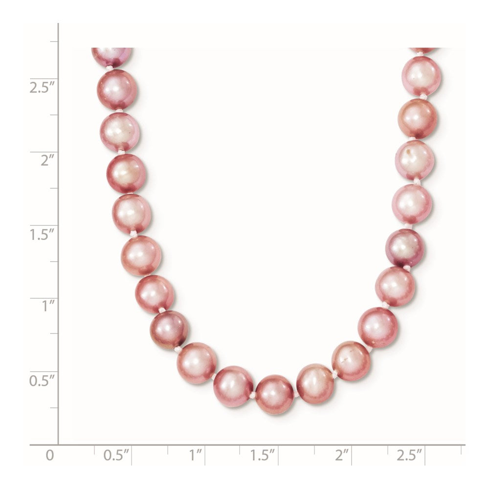 Sterling Silver Rhodium-plated 6- Purple Near-Round Freshwater Cultured Pearl Necklace