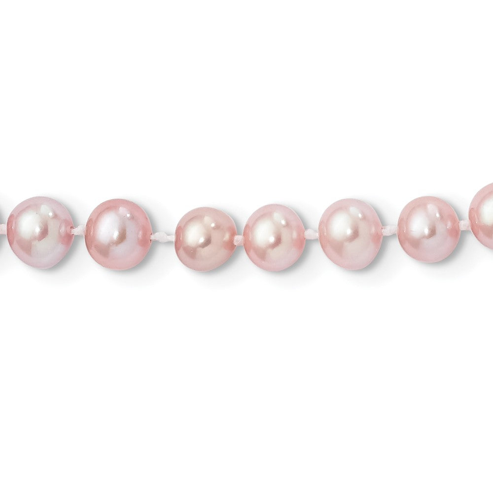 Sterling Silver Rhodium-plated 6- Purple Near-Round Freshwater Cultured Pearl Necklace