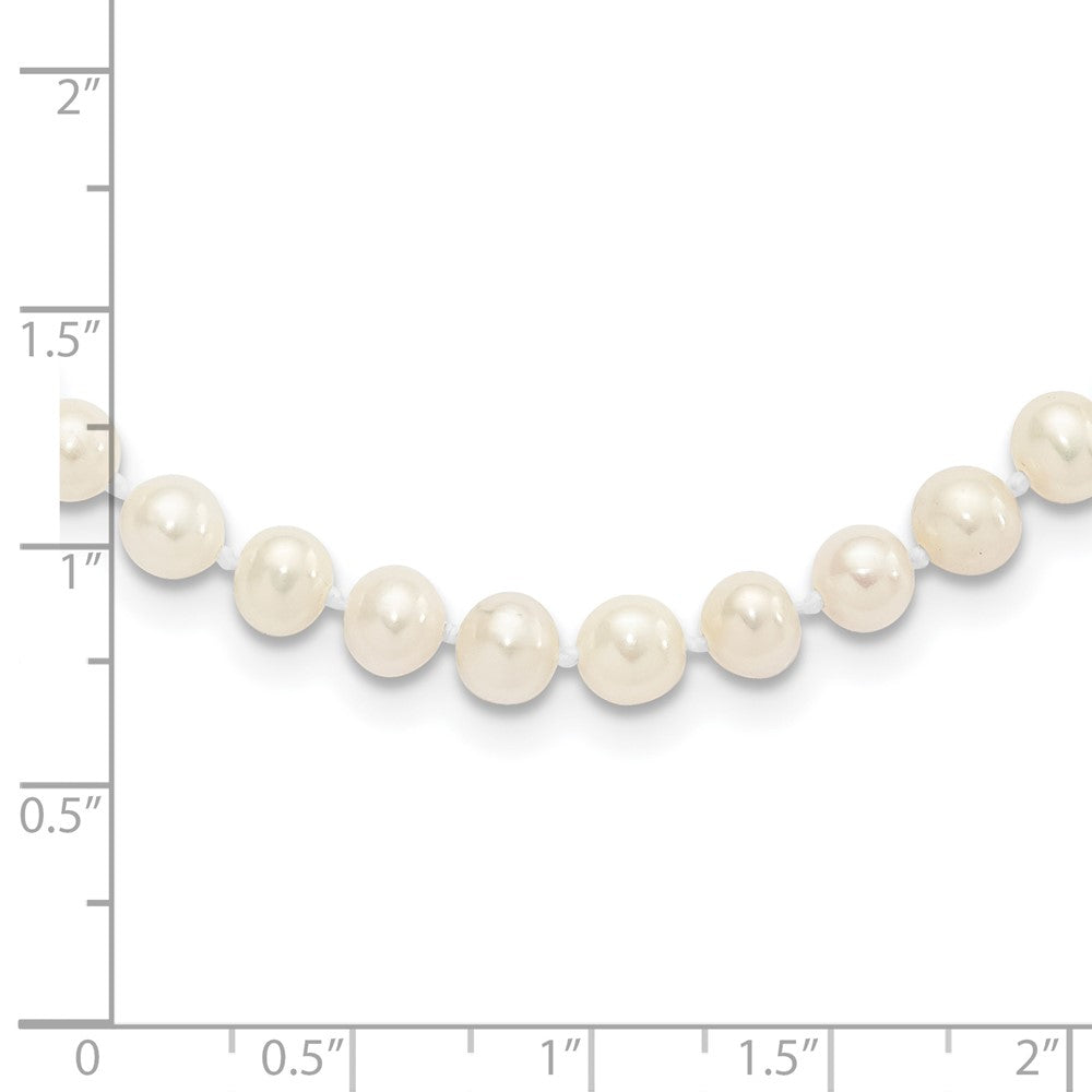 Sterling Silver Rhodium-plated 5- White Near-Round Freshwater Cultured Pearl Necklace