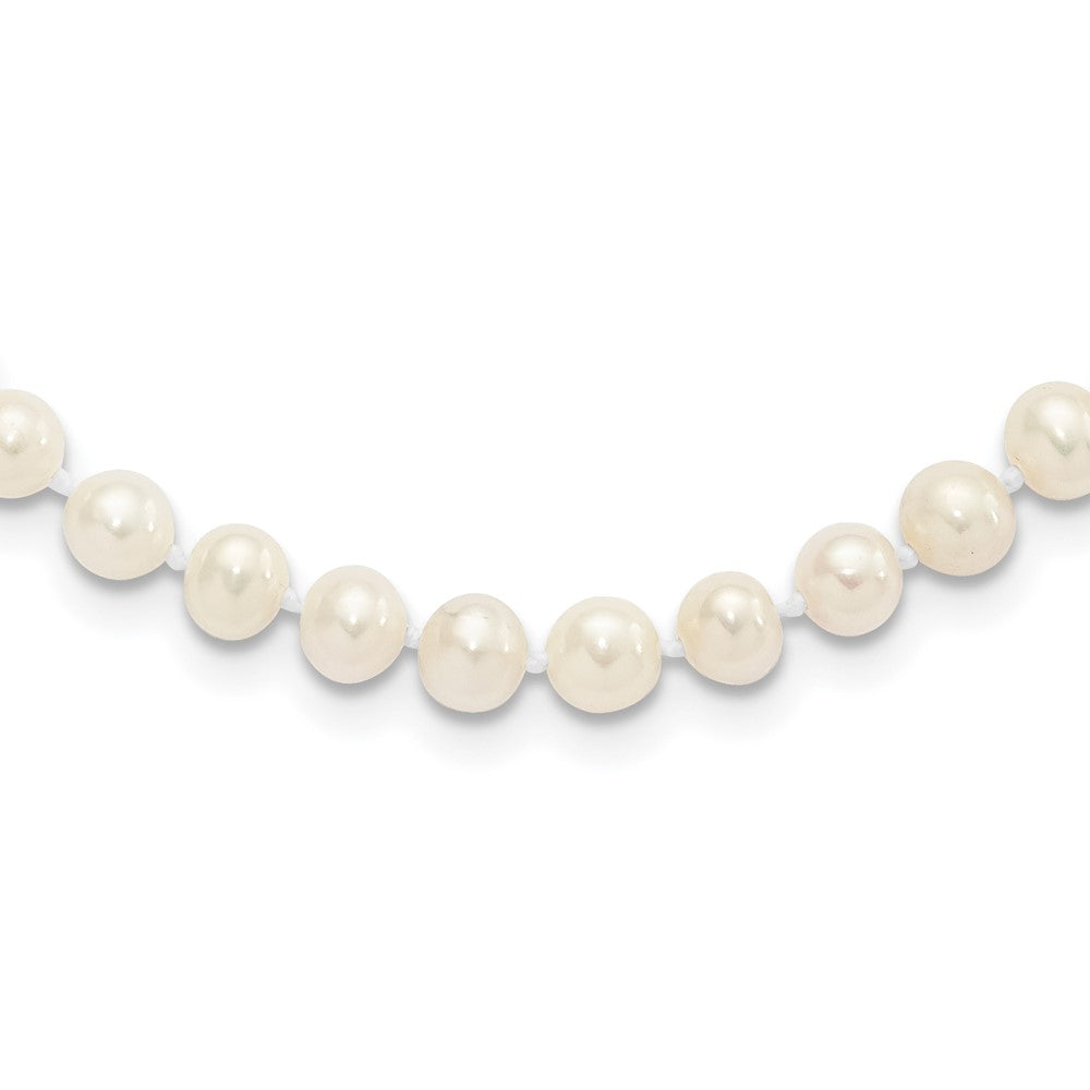 Sterling Silver Rhodium-plated 5- White Near-Round Freshwater Cultured Pearl Necklace