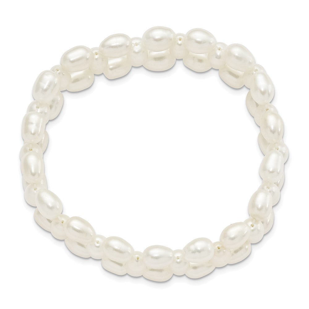 6- White Rice Freshwater Cultured Pearl Stretch Bracelet