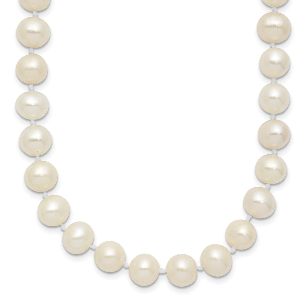 Sterling Silver Rhodium-plated 7- White Near-Round Freshwater Cultured Pearl Necklace