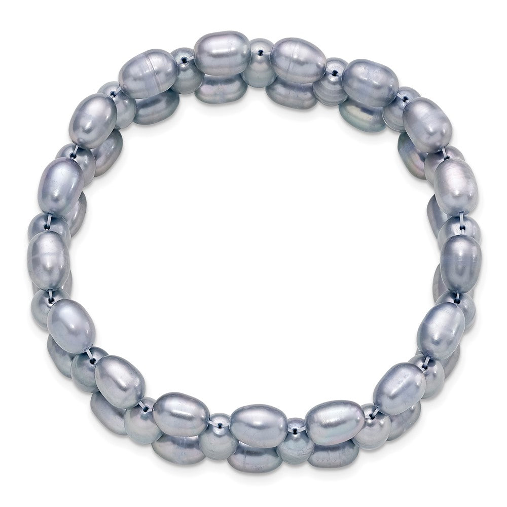 6- Grey Rice Freshwater Cultured Pearl Stretch Bracelet
