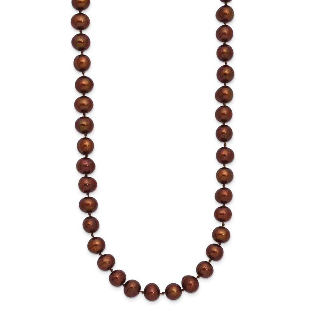 Sterling Silver Rh-plated 6- Brown FW Cultured Pearl Necklace