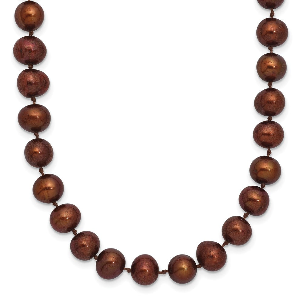 Sterling Silver Rh-plated 6- Brown FW Cultured Pearl Necklace