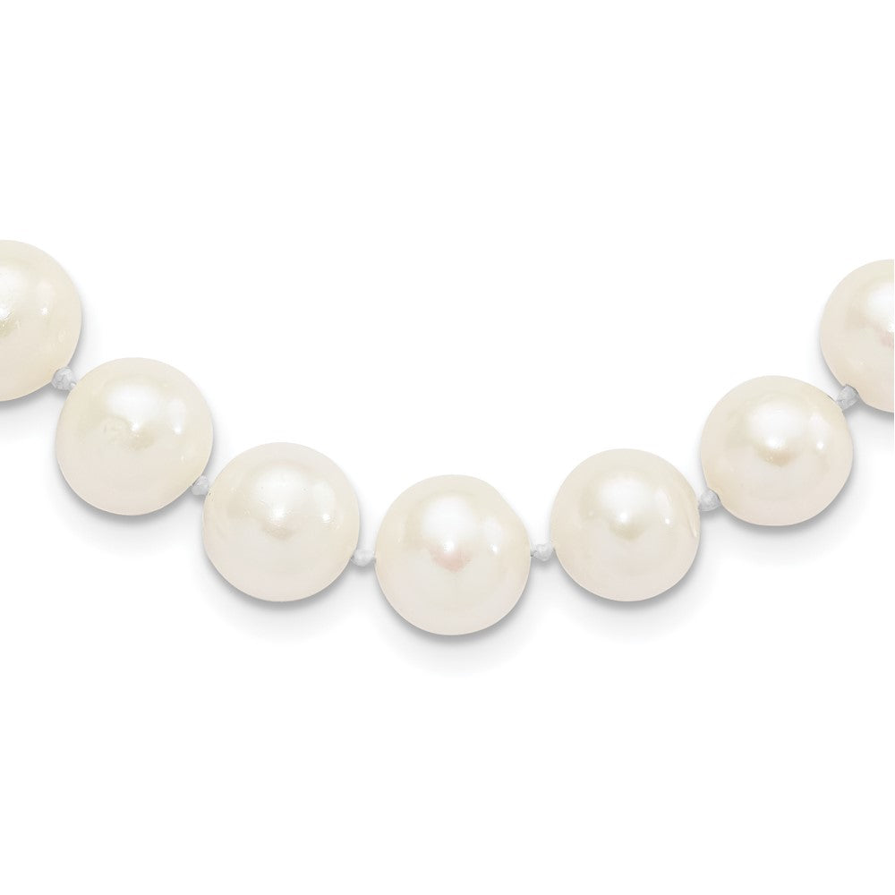 Sterling Silver Rhodium-plated 10- White Near-Round Freshwater Cultured Pearl Necklace
