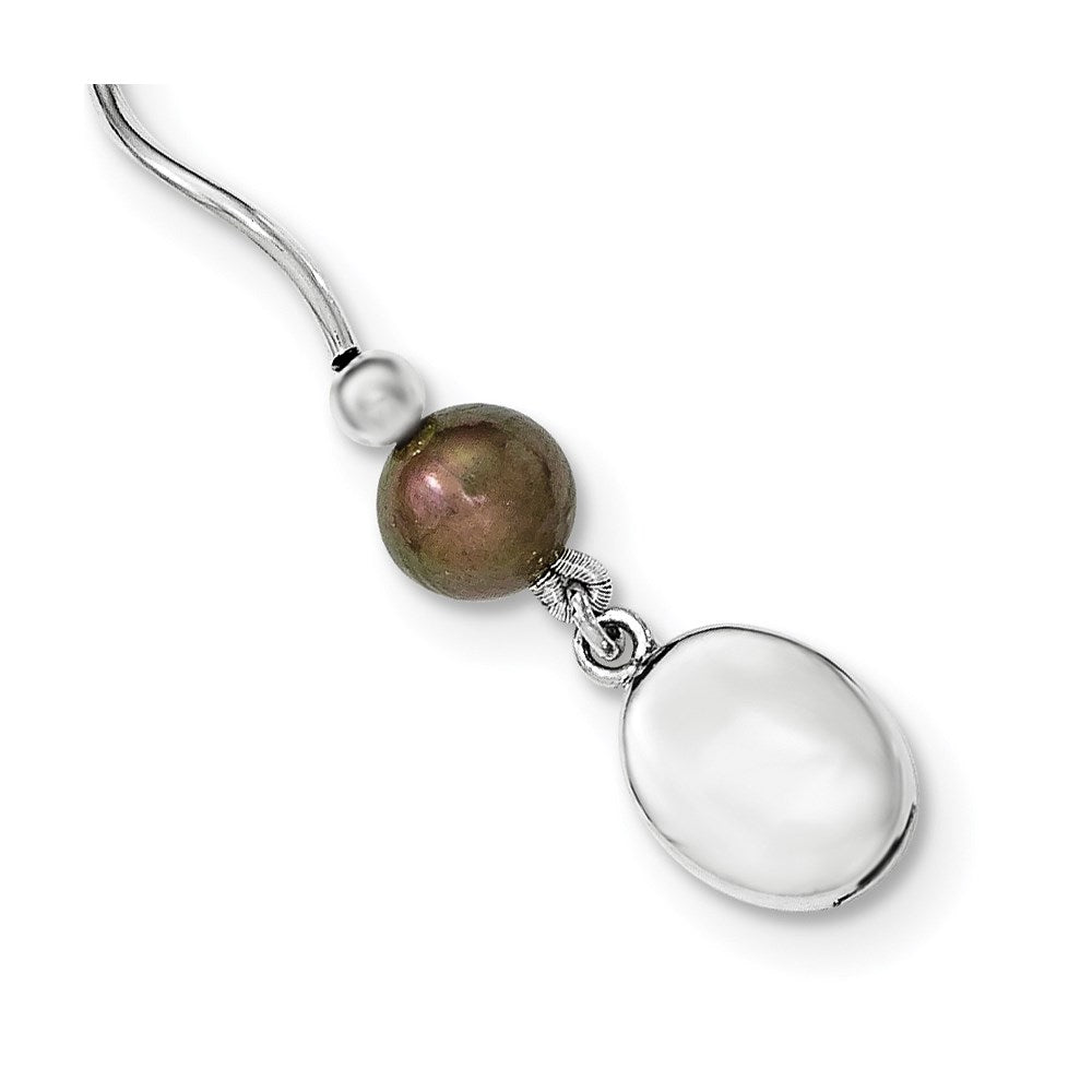 Sterling Silver Rh-plated 6- Black FW Cultured Pearl Necklace