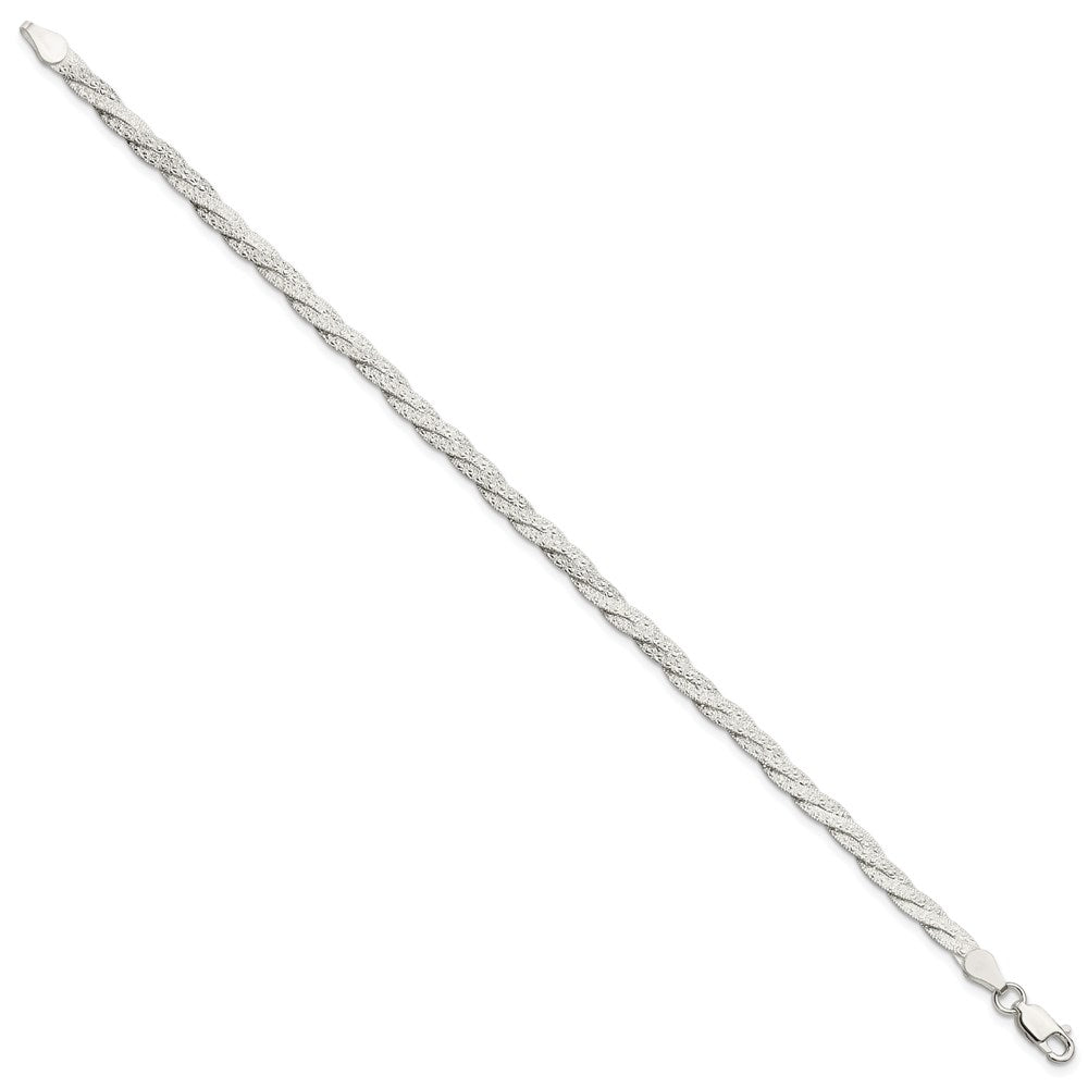 Sterling Silver Polished / Textured Reversible Braided Bracelet