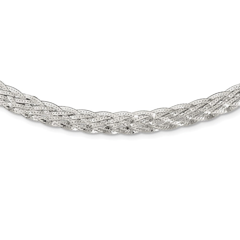 Sterling Silver Polished Fancy Braided Chain Necklace