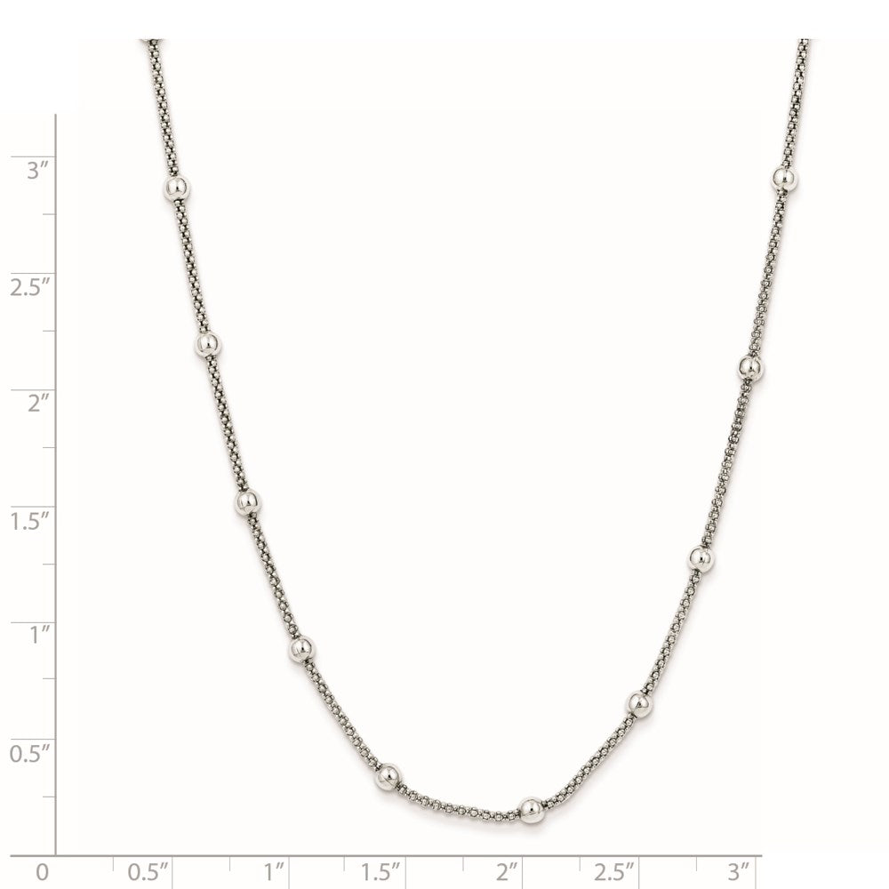 Sterling Silver Polished Beaded Station Necklace