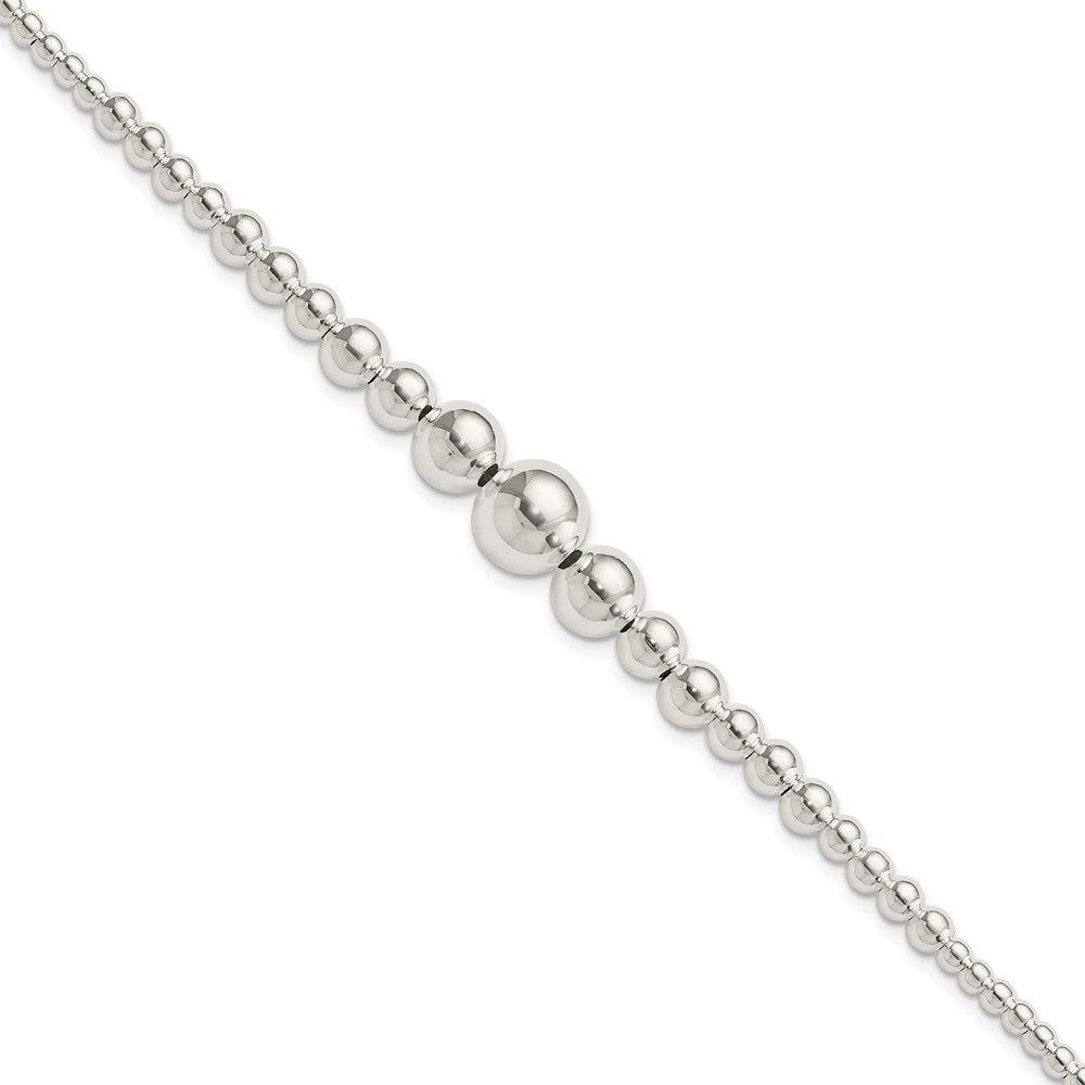Sterling Silver Polished Graduated Round Bead Bracelet