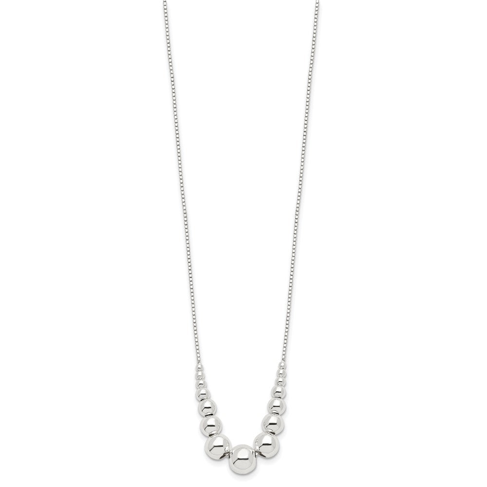 Sterling Silver Polished Graduated Beads Necklace