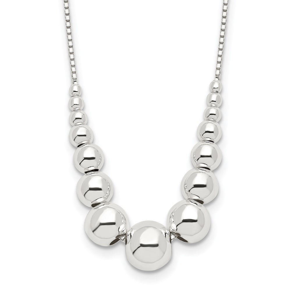 Sterling Silver Polished Graduated Beads Necklace
