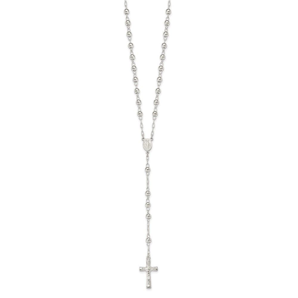 Sterling Silver Polished Rosary Necklace