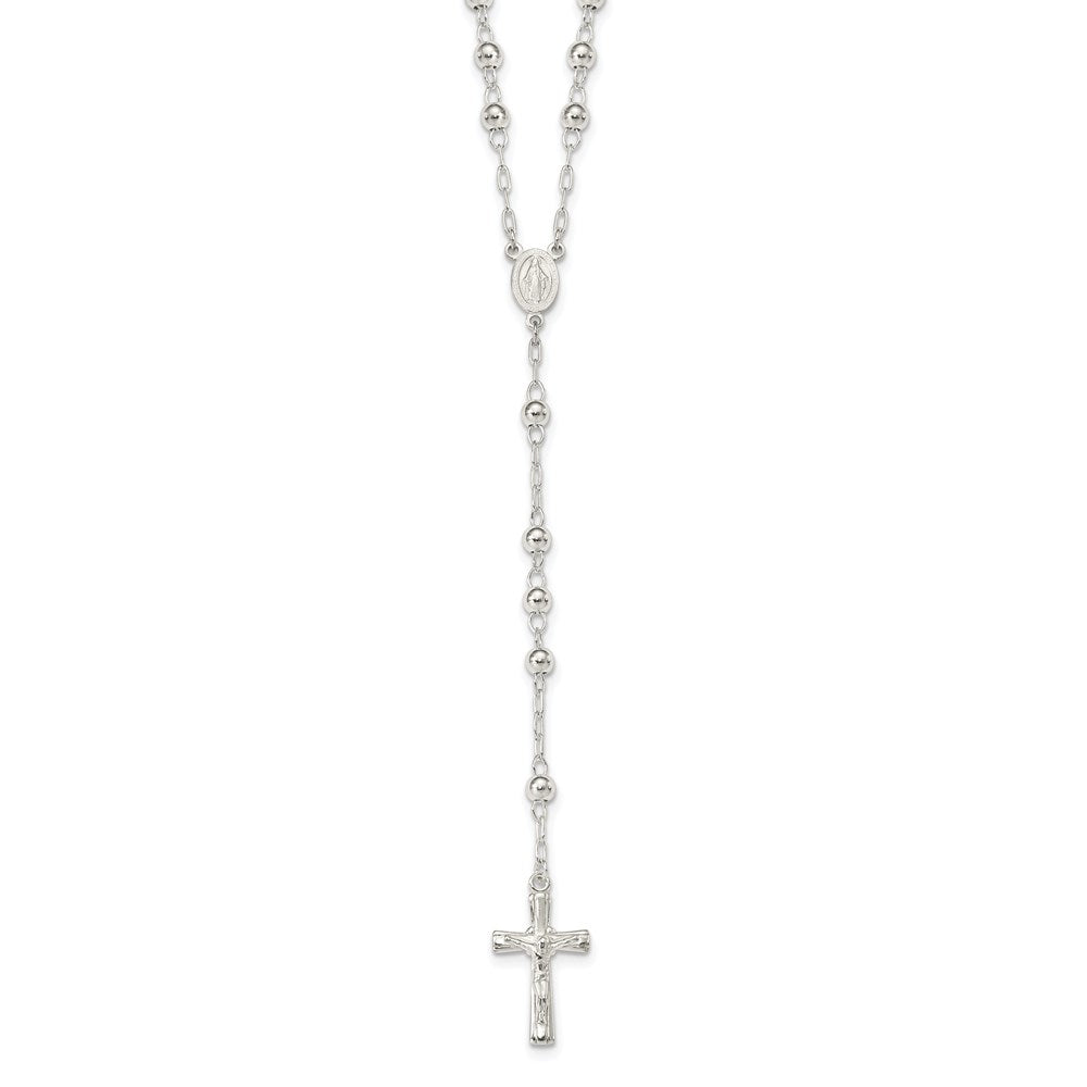 Sterling Silver Polished Rosary Necklace