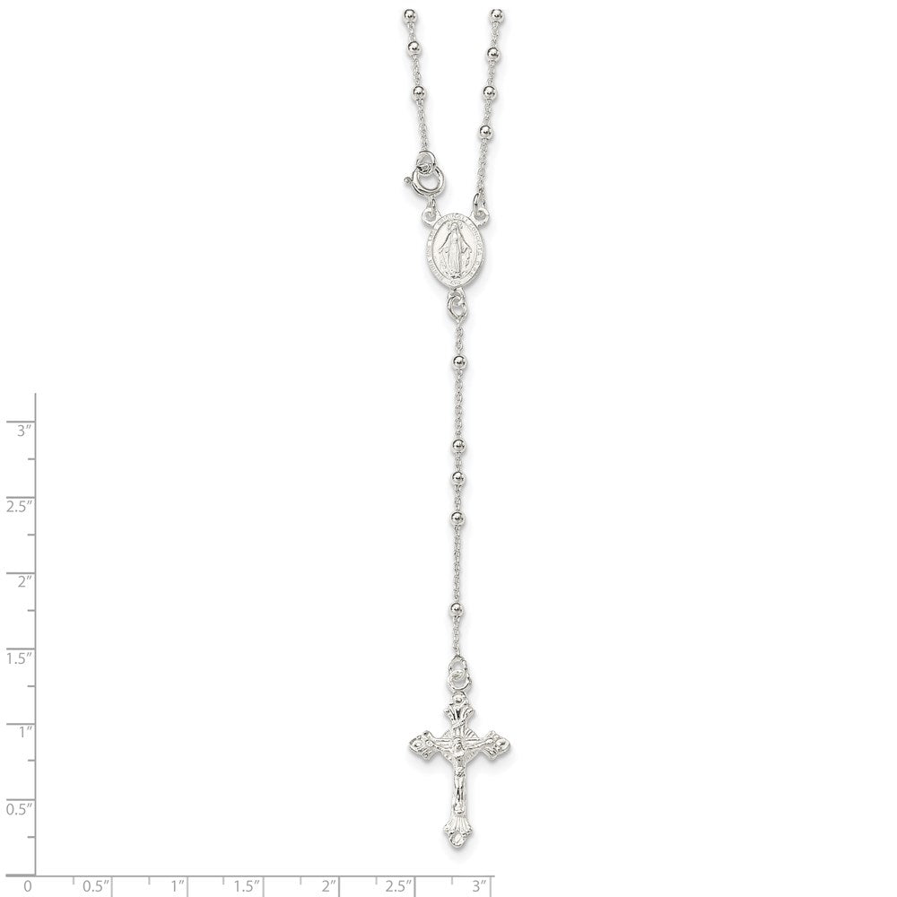 Sterling Silver Polished Beaded Rosary Necklace