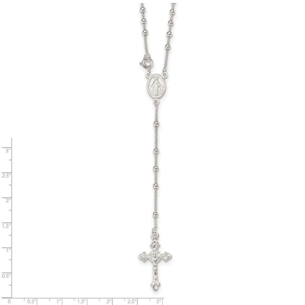 Sterling Silver Polished Bead Rosary Necklace