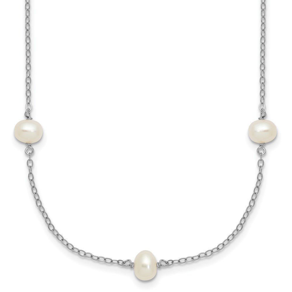 Sterling Silver RH-plated 4- Freshwater Cultured Pearl Necklace