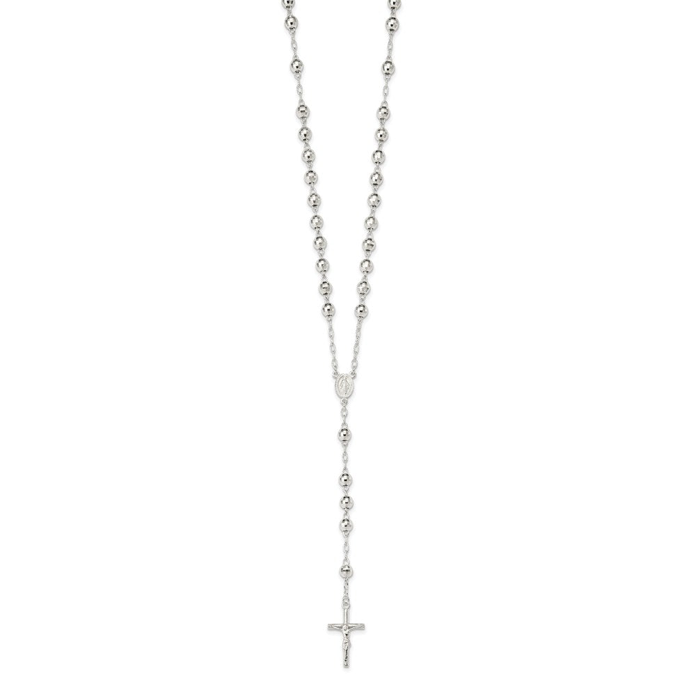 Sterling Silver Polished Mirror Beaded Rosary