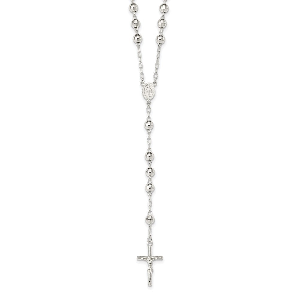 Sterling Silver Polished Rosary Necklace