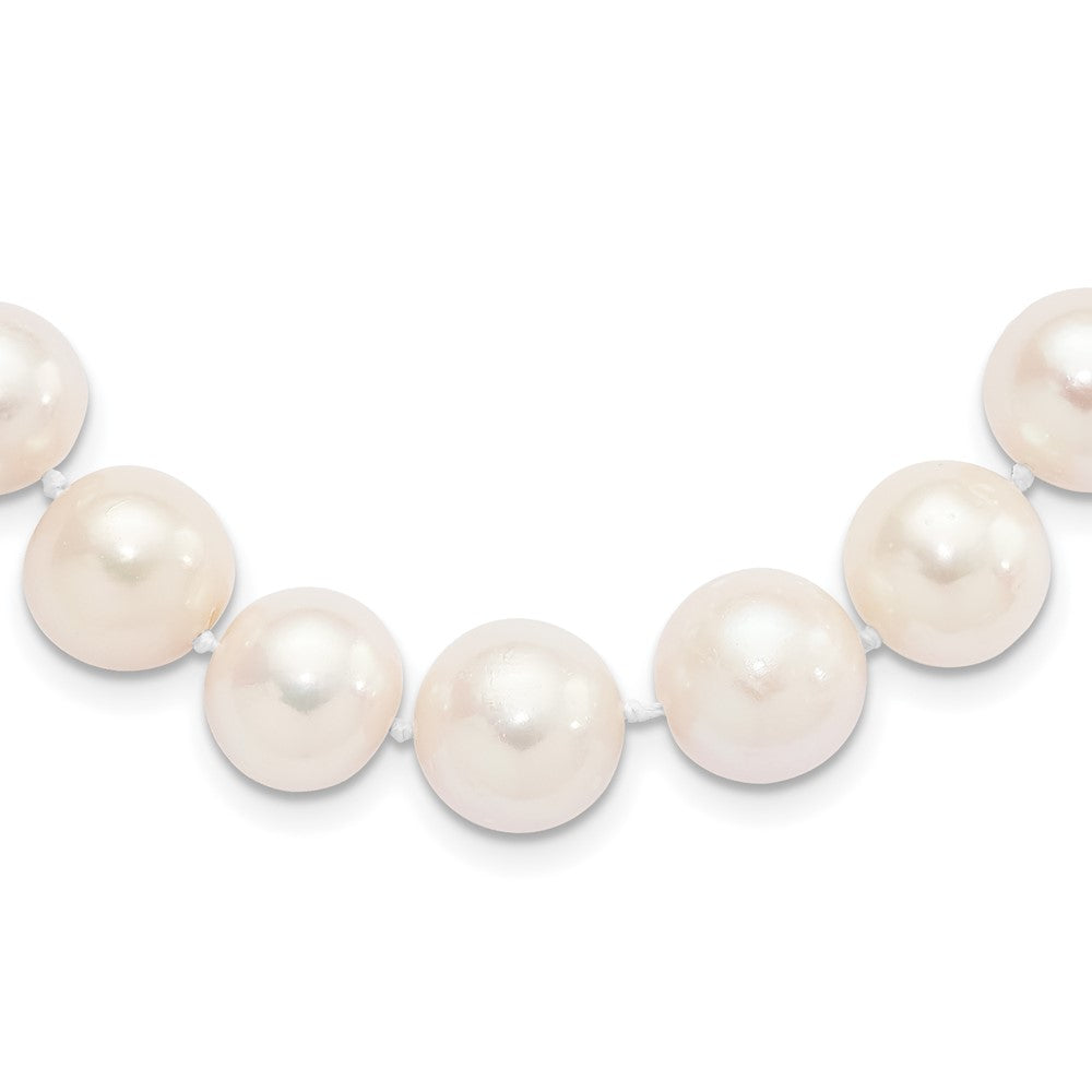 Sterling Silver Rhodium-plated 11- White Near-Round Freshwater Cultured Pearl Necklace