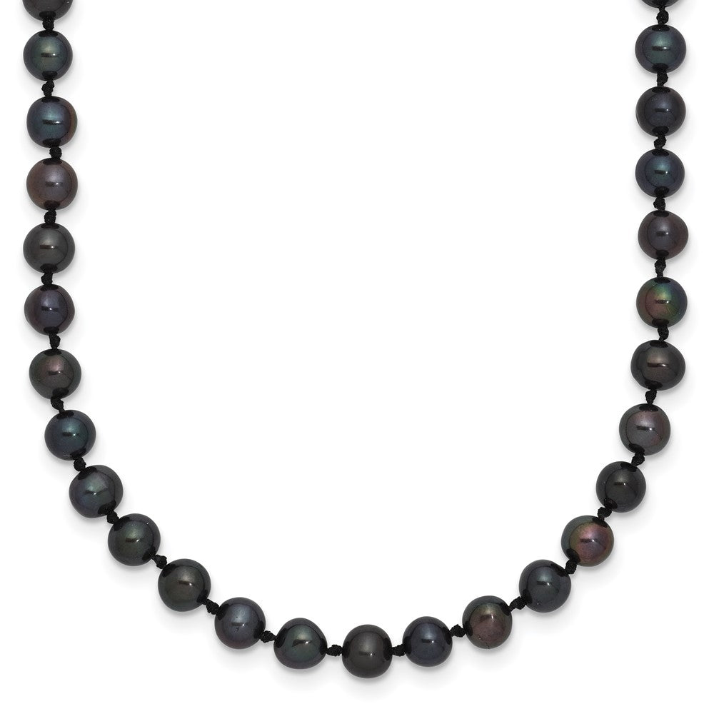 Sterling Silver Rhodium-plated 4- Black Near-Round Freshwater Cultured Pearl Necklace