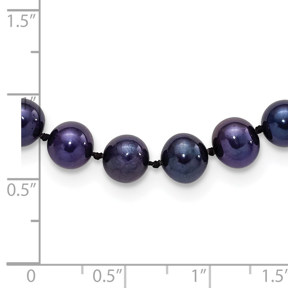 Sterling Silver Rhodium-plated 6- Black Near-Round Freshwater Cultured Pearl Bracelet