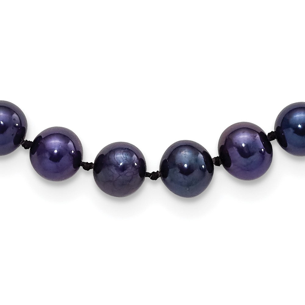 Sterling Silver Rhodium-plated 6- Black Near-Round Freshwater Cultured Pearl Necklace