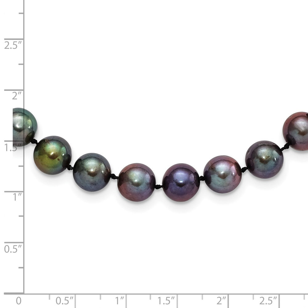 Sterling Silver Rhod-plated 9- Black FWC Pearl Necklace