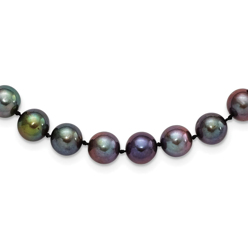 Sterling Silver Rhod-plated 9- Black FWC Pearl Necklace