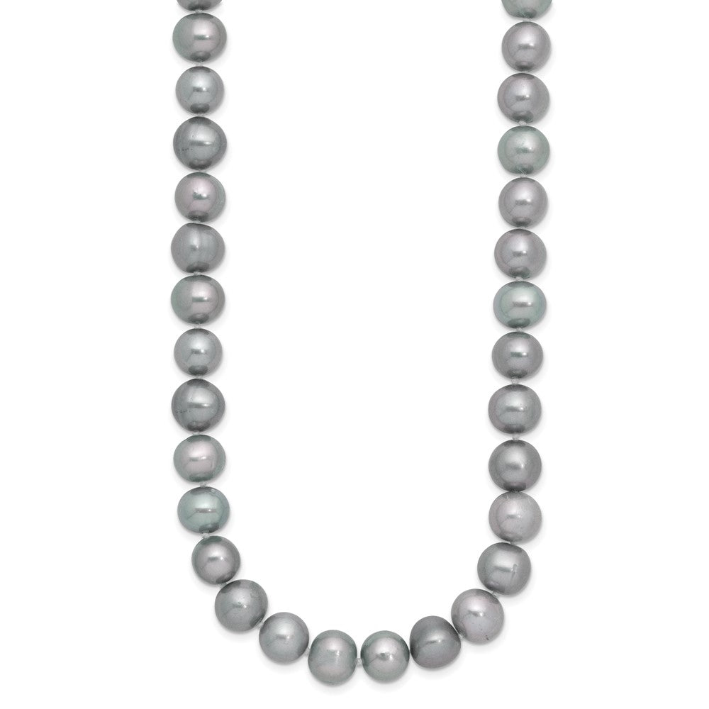 Sterling Silver Rhodium-plated 8- Grey Near-Round Freshwater Cultured Pearl Necklace