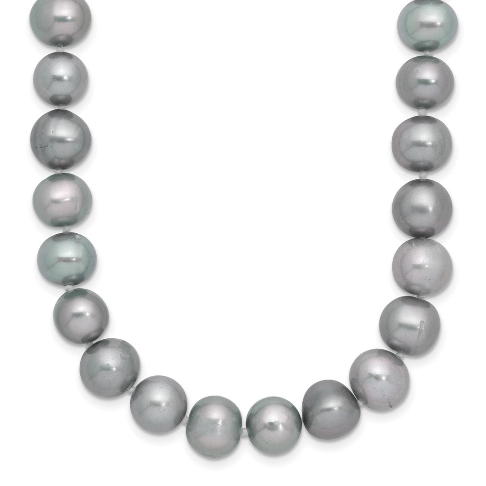 Sterling Silver Rhodium-plated 8- Grey Near-Round Freshwater Cultured Pearl Necklace