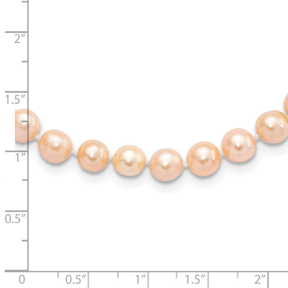 Sterling Silver Rhodium-plated 6- Pink Near-Round Freshwater Cultured Pearl Necklace