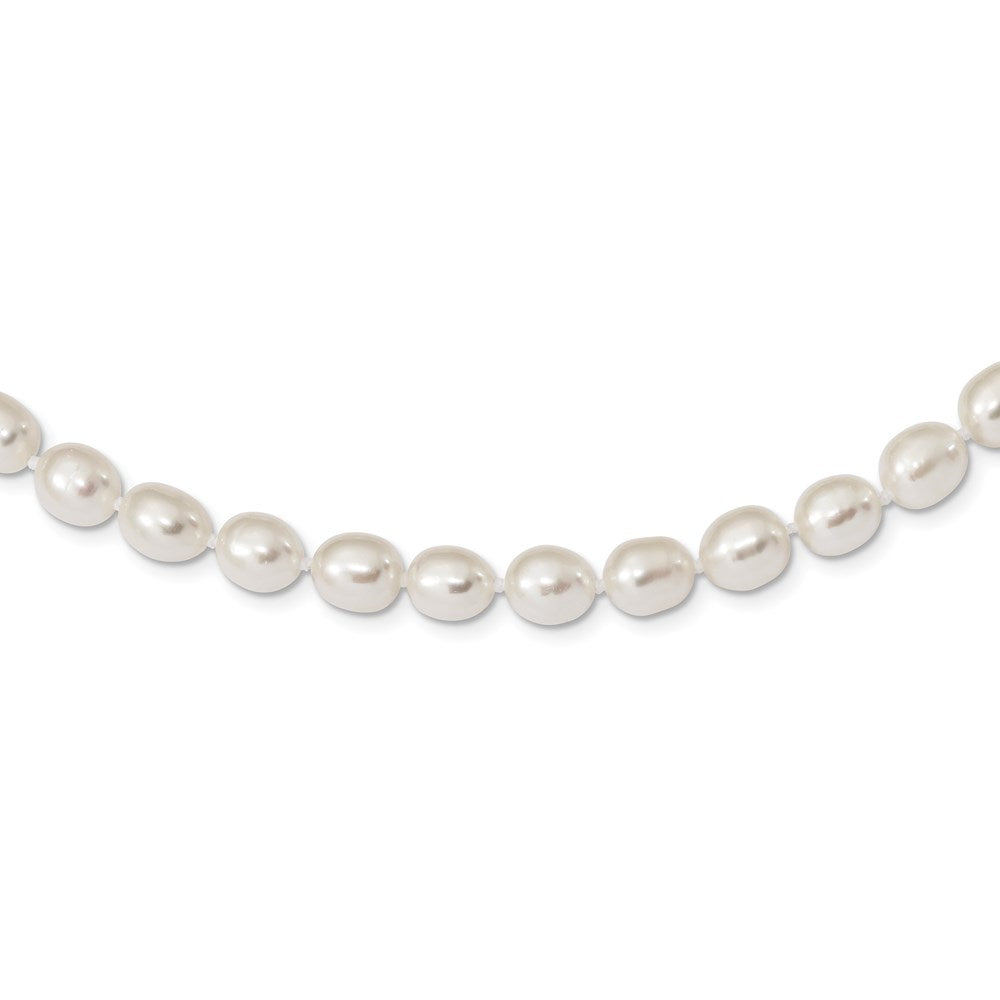 Sterling Silver Rhodium 7- White FW Cultured Rice Pearl Necklace