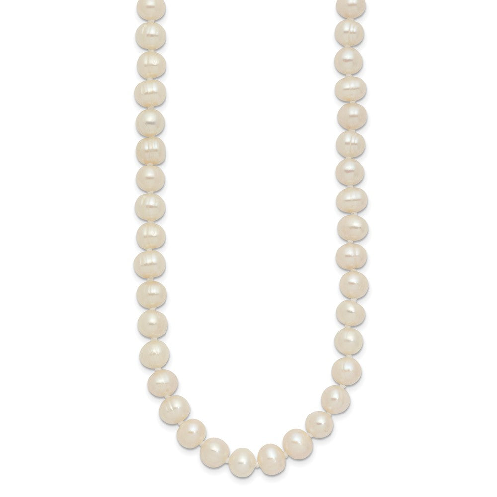 6- White Semi-round Freshwater Cultured Pearl Slip-on Endless Necklace