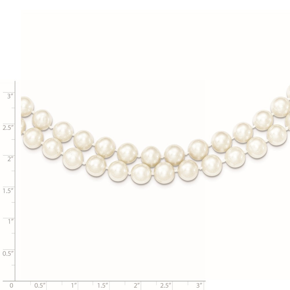 Sterling Silver Rhodium 7.5- White FWC Pearl 2-Strand Necklace