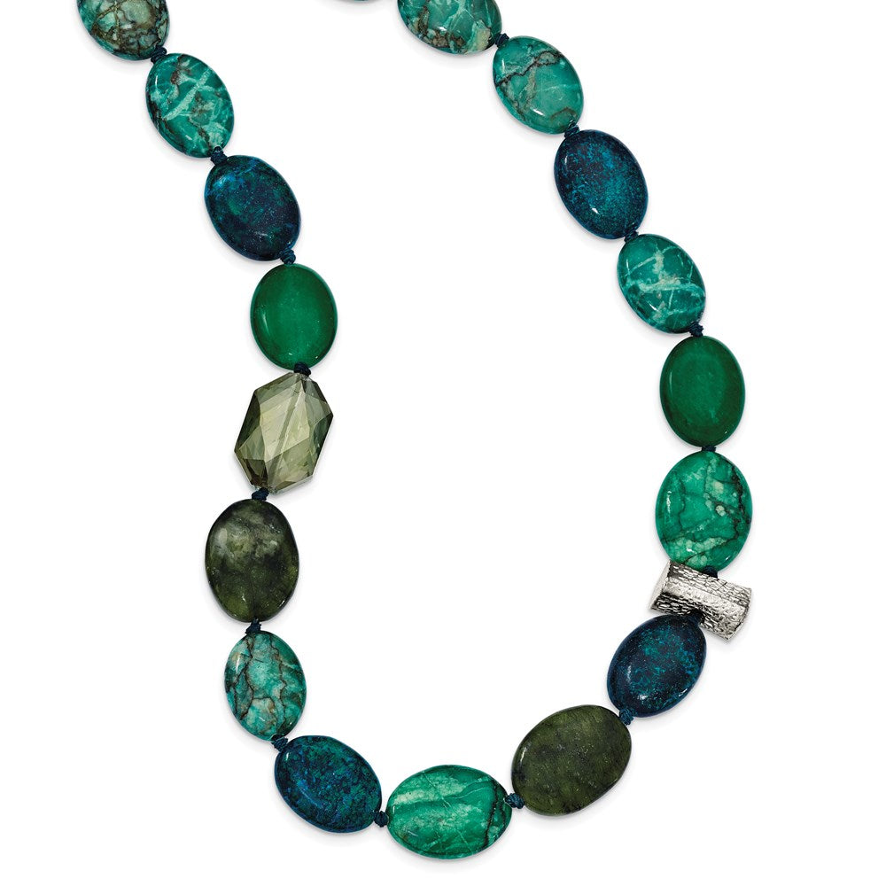 Sterling Silver Jade, Crystal, Jasper and Serpentine w/ ext Necklace