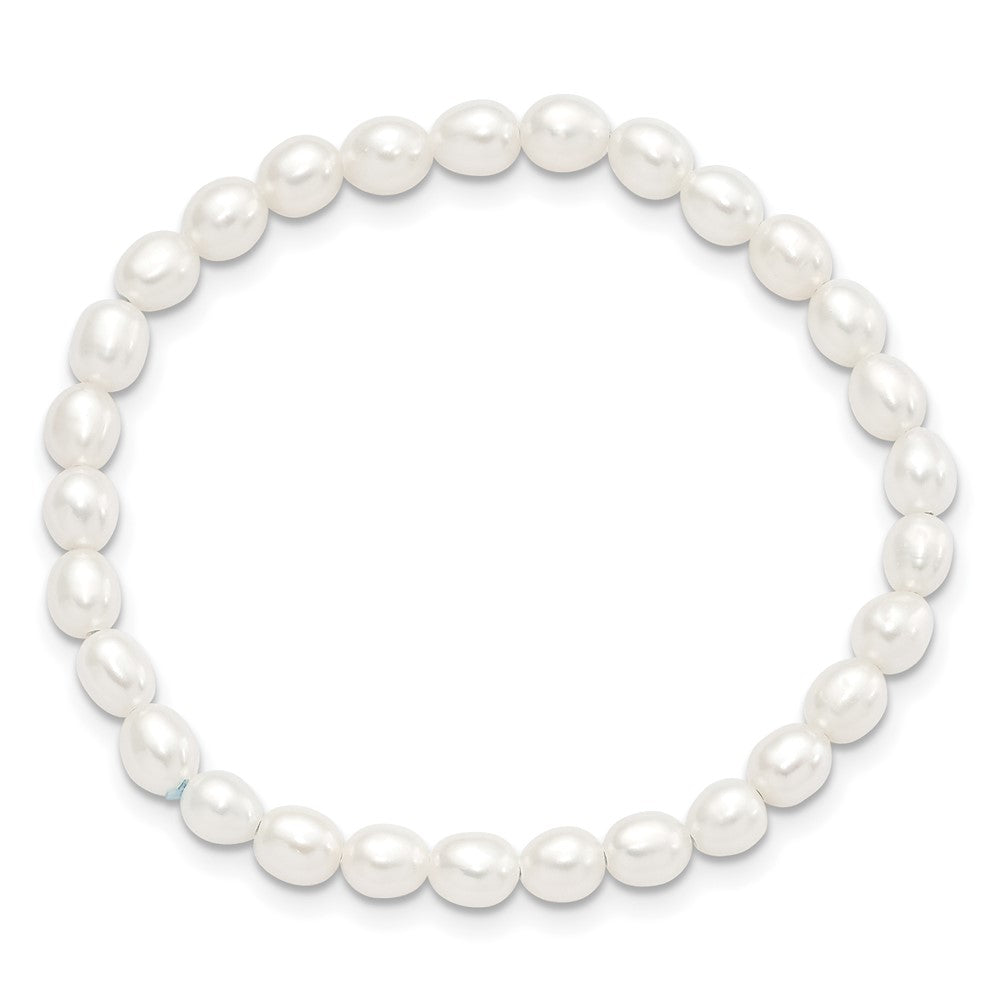 Children's 4- White Rice Freshwater Cultured Pearl Stretch Bracelet