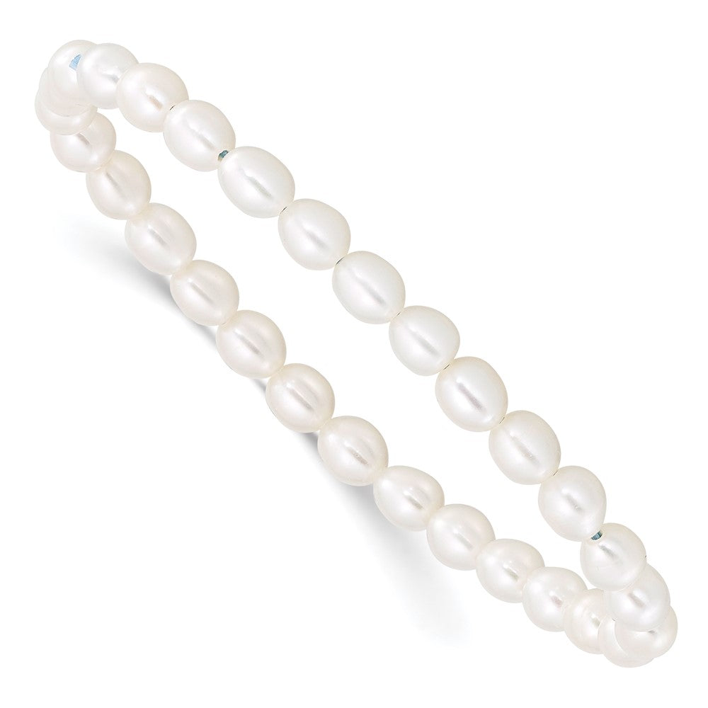 4- White Rice Freshwater Cultured Pearl Small Stretch Bracelet